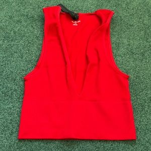 Urban Outfitters red seamless v-neck tank top size medium